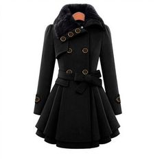 Category:Trench Coat,Coats  Jackets,Down  Parkas; Season:Winter,Fall,Spring; Fabric:Polyester; Sleeve Length:Long Sleeve; Look After Me:Dry flat,Wash with similar colours,Wash separately,Hand wash; Gender:Women's; Size Suggestion:select one size larger than usual; Style:Elegant  Luxurious,Classic  Timeless; Elasticity:Micro-elastic; Occasion:Valentine's Day,Daily,Causal; Age Group:Adults; Details:Lined,Belt Included,Fur Trim; Outerwear Length:Long; Fit Type:Regular Fit; Function:Warm; Pattern:So Winter Pea Coat, Winter Trench, Pea Coats Women, Long Winter Coats, Long Sleeve Outerwear, Coats Women, Belted Coat, Palau, Dress Coat