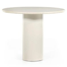 a white table with a round top on a white background