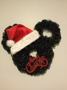 Mickey Mouse mesh wreath. 20 in tall by 22 in wide Mickey Mouse Christmas Door, Mickey Mouse Christmas Wreath, Mickey Mouse Wreath, Disney Xmas, Christmas Door Wreath, Christmas Door Wreaths, Mouse Christmas, Mickey Mouse Christmas, Xmas Wreaths