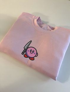 choose between black or white and crewneck or hoodie and pink or white Kirby Embroidery, Kirby Merch, Moda Kpop, Dream Items, Embroidery Shirt, Hoodie White, Estilo Preppy, Shirt Embroidery, Embroidered Sweatshirt