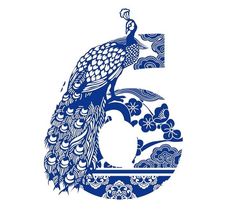 the number six with a peacock on it