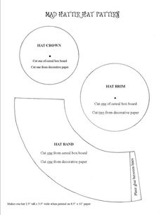 a paper diagram with the text mad hat pattern