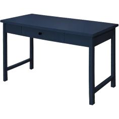 a blue desk with two drawers on the top and one drawer at the bottom, against a white background