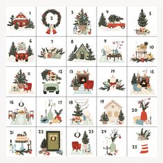 a cross stitch pattern with christmas decorations on it and numbers in the center for each