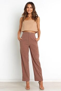 Springfield Pants - Brown - Petal & Pup USA Pants High Waisted, Exclusive Clothing, Strapless Tops, Dresses By Length, Style Pants, Dress Cuts, Corduroy Pants, Outfits Casuales, Dress Pants