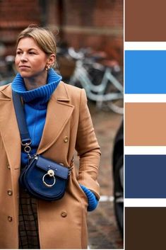 16 Blue Fall Outfit Ideas for Women » Lady Decluttered Blue And Camel Outfit, Blue Brown Outfit, Cobalt Blue Outfit, Trent Coat, Fall Outfit Ideas For Women, Lady Decluttered, Colour Combinations Fashion, Color Combos Outfit, Color Combinations For Clothes