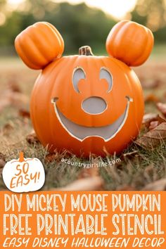 mickey mouse pumpkin with free printable stencil