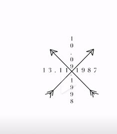 an arrow is drawn on the side of a white wall with numbers and arrows in it