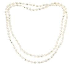 KALIFANO 8-10mm Oval Cultured Freshwater Pearl 54" Necklace Seeking a stunning staple to give yourself or a loved one? You've found it. A versatile classic, this necklace showcases an endless line of lustrous pearls that's especially perfect for wearing in dramatic layers.       Approx. 54"L x 3/8"W     Endless; no clasp     No metal components     Hand-sorted and hand-strung cultured freshwater pearls   Stone Information       All sizes and weights approximate     White Cultured Freshwater Pear Classic White Long Necklace As A Gift, Classic White Long Necklace As Gift, Classic Long Necklace For Formal Occasions, Classic Oval Single Strand Necklace, Classic Oval Beads Necklace For Gift, Classic Oval Beads Necklaces For Gifts, Classic Formal Necklace With Oval Beads, Classic Oval Bead Necklace For Formal Occasions, Dramatic Layers