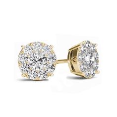 A brilliant expression of love, these shimmering diamond stud earrings are certain to delight. Crafted in warm 10K gold, each earring features a 1/4 ct. center diamond lined with a sparkling frame of smaller diamonds. Captivating with 1-1/5 cts. t.w. of diamonds and a bright polished shine, these dazzling earrings secure with comfortably friction backs. Gold Diamond Cluster Earrings With Halo Design, Yellow Gold Diamond Cluster Earrings With Halo, Yellow Gold Halo Cluster Earrings For Anniversary, Yellow Gold Cluster Earrings With Halo For Anniversary, Gold Halo Cluster Earrings For Anniversary, Gold Cluster Earrings With Halo Diamond Design, Gold Cluster Earrings With Halo For Anniversary, Zales Zales, Earrings Outfit