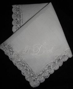 "Wide elaborate Hand Made Bobbin Thread Lace adorns this soft 100% White Cotton Ladies Handkerchief. The lace on this handkerchief is so delicate it is amazing these are still crafted by hand. You won't believe your eyes! If you are not familiar with this type of lace, bobbin lace is created entirely by hand using a very time intensive technique that requires lots of threads on little wooden bobbins, nimble fingers, and a sharp attention to detail! It is a fascinating art which results in exquis Elegant White Handkerchiefs With Lace Work, Elegant White Handkerchiefs With Crochet Lace, Classic Handkerchiefs With Lace Trim As Gift, Elegant Lace Work Handkerchiefs Gift, Elegant Lace Handkerchiefs With Lace Trim, Elegant White Lace Handkerchiefs, Classic White Lace Handkerchiefs, Classic White Lace Handkerchief, Classic White Lace Work Handkerchiefs