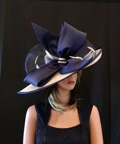 Navy Blue Hat, Royal Ascot Hats, Couture Hats, Ascot Hats, Navy Hats, Hat Fits, Kentucky Derby Hats, Elegant Hats, Derby Day