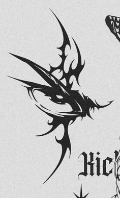 a black and white drawing of a dragon with the word nice on it's side