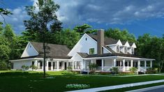 this is an artist's rendering of these country house plans for the new england style home