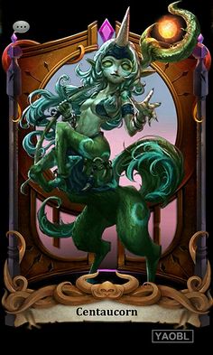 a card with an image of a green creature on it's back and the words genaucorn above it