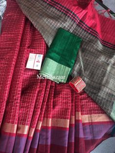 This splendid red pure raw silk saree has delicate zari weaving all over the body and has a contrast palla and blouse fabric. Authenticated by the SILK MARK CERTIFICATION  Fall attached. Matching bracelet kada included. Note: The color of the products may slightly vary according to the ambient lighting conditions and the color calibration of LED devices. If you would like more clarity before your purchase, please drop us a message . Red Cotton Silk Pre-draped Saree For Puja, Red Tussar Silk Pre-draped Saree For Festivals, Unstitched Red Raw Silk Saree, Red Tussar Silk Sets With Cutdana Detail, Red Tussar Silk Set For Diwali, Red Cotton Silk Saree With Zari Weaving, Red Slub Silk Blouse Piece With Zari Work, Red Semi-stitched Handloom Pre-draped Saree, Red Handloom Saree For Eid