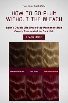 Deep Plum Red Hair Color, Splat Red Hair Dye, Red Hair No Bleach Dark Brown, Red Velvet Hair Color Dark, Brown Hair Palette, Brown Hair No Bleach, No Bleach Hair Color For Dark Hair, Deep Red Brown Hair Color, Non Bleach Hair Color For Dark Hair