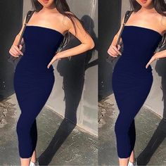 Simple But Sexy Strapless Bodycon Tube Dress. Long And Backless. This Dress Hugs All Body Types To Fit Perfectly All Around. Best Seller! Material: Cotton Blend Blue Bodycon Strapless Dress, Blue Bodycon Strapless Dress For Date Night, Blue Stretch Strapless Mini Dress, Blue Bodycon Strapless Dress For Night Out, Blue Strapless Bodycon Dress For Night Out, Blue Sleeveless Tube Top For Club, Blue Strapless Bodycon Dress, Blue Stretch Tube Top For Party, Fitted Blue Tube Top For Night Out