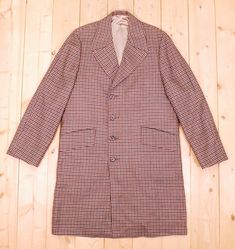 "Vintage 1960's/70's Brown Checked Plaid Overcoat  - Satin lined - Perfect vintage fade and wear - Very Good vintage condition Chest - 44\" Sweep - 50\" Length - 43\" Shoulders - 17 1/2\" Sleeve - 27 1/2\" #5595" Vintage Single Breasted Long Coat, Retro Long Coat For Workwear, Vintage Single-breasted Long Coat, Vintage Long Single-breasted Coat, Vintage Long Coat Blazer For Winter, Vintage Winter Long Coat Blazer, Vintage Wool Long Coat, Wool Outerwear For Vintage Fashion With Long Sleeves, Retro Lined Outerwear For Fall