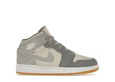 Check out the Jordan 1 Mid SE Coconut Milk Particle Grey (GS) available on @StockX Nike Symbol, Authentic Jordans, Air Jordan 1 Mid Se, Nike Air Jordan 1 Mid, Nike Air Jordan 1, Gym Shoes, Air Jordan 1 Mid, Jordan 1 Mid, Air Jordan 1