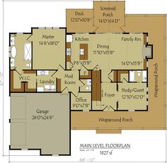 the main level floor plan for this home