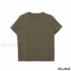 Olivia Mark - Sleek Monochrome Cotton T-shirt in Various Colors Pine Green, Types Of Collars, Fashion Boutique, Cotton T Shirt, Long Sleeve Sweater, Cotton Tshirt, Casual Shirts, Types Of Sleeves, Short Sleeves