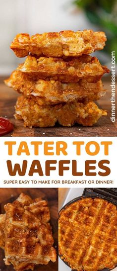 tater tot waffles are stacked on top of each other