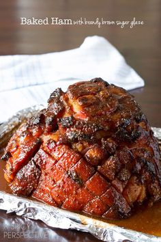 baked ham with brown sugar glaze on top