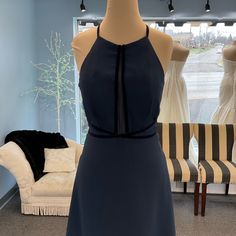 Elegant Chiffon And Velvet Gown By Sorella Vita. Unique Back Design That Is Stunning. Beautiful Navy Blue Color. Velvet Gown, Navy Blue Color, Back Design, Colorful Dresses, Color Blue, Size 12, Chiffon, Navy Blue, Blue Color