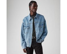 We took our iconic Trucker Jacket and gave it a Western upgrade. With a casual, relaxed cut, this Western Trucker Jacket features a classic button-up front, pointed flap pockets and defined yoke detailing. A western-inspired Trucker Jacket Cut with a relaxed fit Finished with pointed flap pockets and defined yoke detailing Western Style Long Sleeve Workwear Outerwear, Classic Long Sleeve Outerwear For Rodeo, Western Style Workwear Outerwear, Western Style Long Sleeve Outerwear For Work, Casual Fall Outerwear For Rodeo, Casual Spring Outerwear For Rodeo, Western Style Outerwear With Button Closure For Work, Western Style Long Sleeve Outerwear With Pockets, Western Long Sleeve Outerwear With Pockets