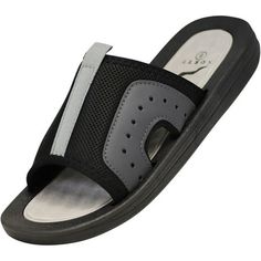 Norty Mens Slides Sandal Sport Open Toe Slip On, Perfect for the beach, shower, athletics or staying home and just lounging, A variety of colors, prints and styles to choose from, Find the perfect comfortable sandals for your feet, Made in China, #41862 Size: 12.  Color: Black.  Gender: male.  Age Group: adult. Outdoor Slip-resistant Open Toe Slippers, Durable Round Toe Beach Slides, Black Non-slip Slippers For Beach, Durable Synthetic Slip-on Slides, Durable Black Slip-on Sandals, Non-slip Black Sandals For Outdoor, Slip-resistant Black Sandals, Black Slip-on Flip Flops For Leisure, Comfortable Slip-on Sandals For Water Sports