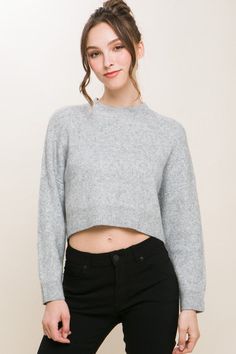 Elevate your winter wardrobe with our Wool Blend Cropped Sweater Top, a perfect blend of comfort and style. Crafted from a cozy wool blend, this sweater top offers a luxurious feel and warmth. The cropped silhouette adds a modern touch, making it a versatile piece for pairing with high-waisted bottoms. Style: Cozy Print / Pattern: Wool Blend Silhouette: Sweater Fit: Oversized Embellishment: Wool Blend Neck Line: Round Sleeve: Long Sleeve Length: Cropped Closure: Pullover Lining: No Fabric Conten Sweater Fits, Cold Weather Fashion, Love Tree, Sweater Collection, Vegan Fashion, Round Neck Sweaters, Sheer Fabric, Outerwear Sweater, Wool Blend Sweater