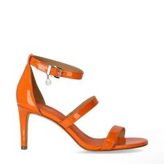 Parent Polish Adds Sophisticated Shine To A Trio Of Slender Straps In The Gorgeous Koda Dress Sandals From Michael Kors. 3” Heel Round Toe Ankle Strap Dress Sandals With Adjustable Buckle Closure Manmade Upper, Lining And Rubber Sole Msrp $115 Orange Evening Sandals For Summer, Chic Orange Sandals With Buckle Closure, Spring Cocktail Sandals, Orange Open Toe Evening Sandals, Summer Cocktail Sandals With Buckle Closure, Chic Orange Sandals For Spring, Elegant Orange Heels For Summer, Orange Formal Heels For Summer, Elegant Orange Summer Heels