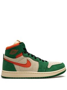 green/orange/light beige calf leather signature Swoosh logo detail signature Air Jordan Wings logo round toe front lace-up fastening logo patch at the tongue branded insole rubber sole These styles are supplied by a premium sneaker marketplace. Stocking only the most sought-after footwear, they source and curate some of the most hard to find sneakers from around the world. Green Jordan Shoes With Rubber Sole For Sports, Green High-top Sneakers With Gum Sole For Streetwear, Green Leather Basketball Shoes With Boost Midsole, Green High-top Leather Jordan Shoes, Green High-top Sneakers For Streetwear, Green High-top Basketball Shoes With Branded Insole, Green Jordan Shoes With Cushioned Footbed For Streetwear, Green Leather High-top Sneakers With Gum Sole, Green Cushioned High-top Sneakers With Round Toe