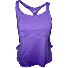 Polyester/spandex, Subtle sweetheart neckline Pullover style, Tank straps, Fitted Built-in bra with removable cups Empire seam; contrast heat transer log at left hip, Hits at low hip Machine washable Casual Purple Sleeveless Sports Bra, Sporty Purple Sleeveless Top, Black Workout Tank Top, Purple Moisture-wicking Sleeveless Sports Bra, Purple Moisture-wicking Athleisure Tank Top, Tennis Tank Tops, Purple Moisture-wicking Sports Tank Top, Tennis Tops, Running Tank Tops