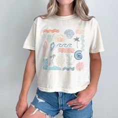 Add some color to your day with this fun ocean inspired tee! perfect for the ocean lover in your life! SHIRT DETAILS This women's oversized boxy t-shirt brings ample comfort and a laidback style that feels right at home in any occasion. With its 100% ring-spun cotton fabric, it feels soft, while the boxy fit with the slightly cropped, seamless body adds that signature oversized look. Comfort Colors is a proud member of the US Cotton Trust protocol which means this shirt is made with ethically and sustainably sourced cotton while the OEKO TEX-certified dyes mean prints come alive with eco-friendly, vibrant colors that last and are salt-free.  .: 100% ring-spun US cotton .: Heavy fabric (6.1 oz/yd² (206.8 g/m .: Boxy fit .: Sewn-in twill label RETURNS & EXCHANGES All items are made-to-order Ocean Collage, Laidback Style, Oversized Look, Boxy Tee, Ocean Inspired, Ocean Lover, Ocean Inspiration, Laid Back Style, Comfort Colors