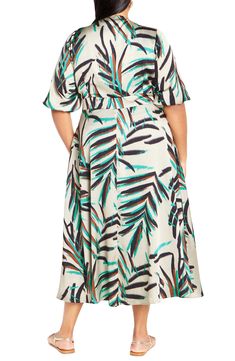 Abstract fronds bring beachy vibes to a flowy maxi dress fashioned with flirty ties at the bust, elbow-length puff sleeves and handy side pockets. Front button-and-loop closure V-neck with ties Elbow-length sleeves with elastic cuffs Side-seam pockets Lined 100% polyester Machine wash, line dry Imported Puff Sleeve Maxi Dress, Beachy Vibes, Flowy Maxi Dress, Sleeve Maxi Dress, Style Maxi Dress, Elbow Length Sleeve, Maxi Dress With Sleeves, City Chic, Nordstrom Dresses