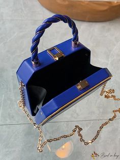 BirdinBag - Compact Letter Chain Box Bag Purple Bags, Chain Bag, Box Bag, Bag Bag, Chain Bags, Dark Black, Purple And Black, Blue Brown, Top Handle