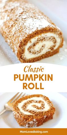 Pumpkin spice sheet cake frosted with cream cheese frosting then rolled up into a log, sliced to reveal the beautiful cake roll. Spice Cake Roll, Pumpkin Roll Recipe, Nut Roll, American Thanksgiving, Pumpkin Rolls Recipe, Pumpkin Eater, Cake Rolls