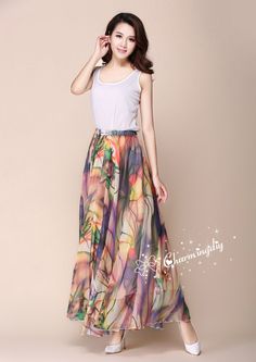 Flower D Chiffon Skirt Long Maxi Sundress Beachdress Holiday Dress Women Summer Pleat Dress Beach Skirt Plus Size Dresses YM019 Detail Info: ❤ Color: as picture, flower D. More color choice link: https://www.etsy.com/listing/213656440/chiffon-dress-color-card?ref=shop_home_feat_1 you just note the color you want with order, we will make according to your note. ❤ Material: Chiffon Waist 60-100cm, Please choose the length according to your height! Please note your waist size with your order, thank Holiday Dresses Women, Pleat Dress, Skirt Plus Size, Maxi Sundress, Beach Skirt, Dress Beach, Skirt Long, Holiday Dress, Beautiful Skirts