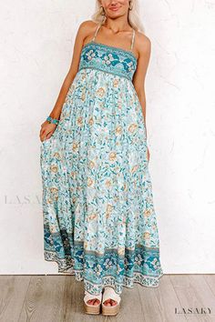 Lasaky - Tempting Floral Accent Wrap Dress with Bare Shoulders Marine Uniform, Sleeveless Skirt, Cami Maxi Dress, Dress Sleeve Length, Sleeveless Outfit, Bra Dress, Estilo Chic, Weave Style, Vacation Dresses