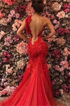 Floor Length Prom Dresses, Custom Size Dresses, Prom Dresses Lace, Red Prom Dress, 인물 사진, Tulle Lace