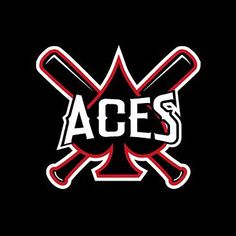 the ace's logo on a black background with red and white crossed baseball bats