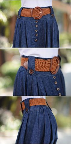 Ankle Length Long Denim Skirt - Uniqistic.com Long Denim Skirt, Hand Henna, Ankle Length, Skirt Fashion, Sewing Inspiration, Cotton Dresses, Denim Skirt, Elastic Waist, Dress Length