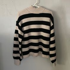 Women’s Size Xs Sanctuary Striped Black And Cream Chunky Knit Sweater. New With Tags. Oversized Striped Sweater, Pink Pullover Sweater, Cable Knit Turtleneck Sweater, Sweaters Women, Waffle Knit Sweater, Chunky Knit Sweater, Knit Alpaca, Large Sweaters, Knit Turtleneck