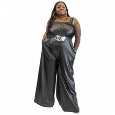 This black, sleeveless vegan leather jumpsuit is flirty, sexy, and all that! Looks great both belted and loose. Featured belt sold separately. Fitted Jumpsuits With Belt Loops For Night Out, Black Belted Jumpsuits And Rompers For Evening, Black Belted Jumpsuit For Party, Black Belted Jumpsuit For Evening, Chic Black Jumpsuits And Rompers With Belt Loops, Faux Leather Jumpsuits And Rompers For Party, Chic Faux Leather Jumpsuits And Rompers For Night Out, Black Belted Jumpsuit For Date Night, Black Faux Leather Jumpsuits And Rompers For Night Out