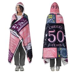 two hooded jackets with the number 50 on them, one in pink and one in black