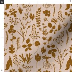 a white and brown floral pattern on fabric