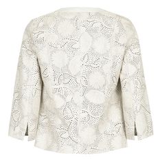 If you're a woman who loves the finer details of garments, then you will most certainly appeal to our Women's Short Leather Lasered Jacket. This piece exhibits intricately laser-cut details seen all over the design, emerging beautifully exquisite patterns that subtly appear from the leather material. The 3/4 length sleeves combined with the chanel neck and lace lining gives this Women's Short Leather Lasered Jacket a one-of-a-kind expression. It can be dressed down with a pair of jeans or dresse Luxury Spring Outerwear With Floral Embroidery, Short Leather Jacket, Women Flower, Sewing Basics, Short Cuts, Dressed Down, Leather Material, The 3, Laser Cutting