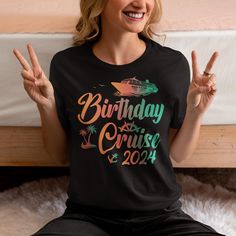 Birthday Cruise 2024.Birthday Cruise 2024 shirt.Cruise shirt.Custom Cruise shirts.Holiday shirts.Cruise shirts.Birthday shirts * Order Processing: Expect your order to be processed within 1 business day (excluding holidays). Shipping times vary based on your chosen method and location. For quicker delivery,     consider upgrading your shipping option during checkout. * Custom-Made Items: Each item is crafted to order. Unfortunately, we cannot accommodate returns or exchanges unless the items are Casual Short Sleeve Shirt For Birthday Gift, Black Summer T-shirt For Birthday, Black Summer Shirt For Birthday, Black Shirt For Summer Birthday, Birthday Cruise, Cruise Shirts, Cruise Shirt, Holiday Shirts, Color Blending